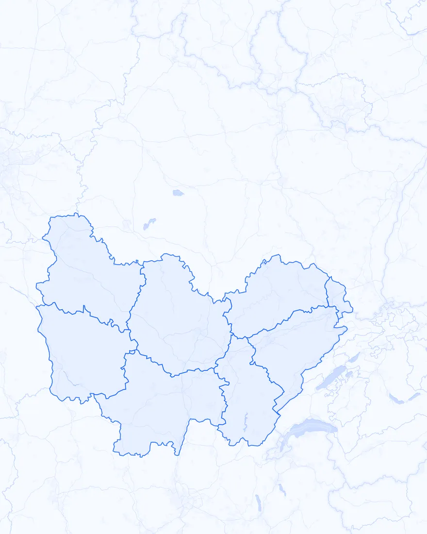 Carte des entreprises à reprendre par département Bourgogne-Franche-Comté