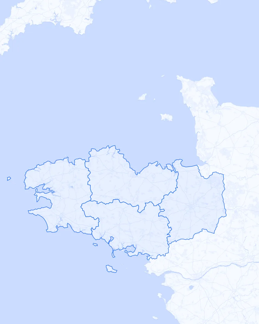 Carte des entreprises à reprendre par département Bretagne