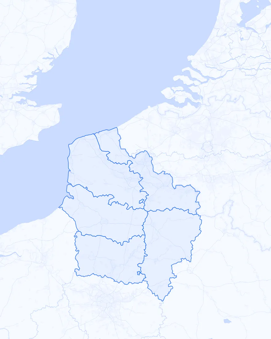 Carte des entreprises à reprendre par département Hauts-de-France