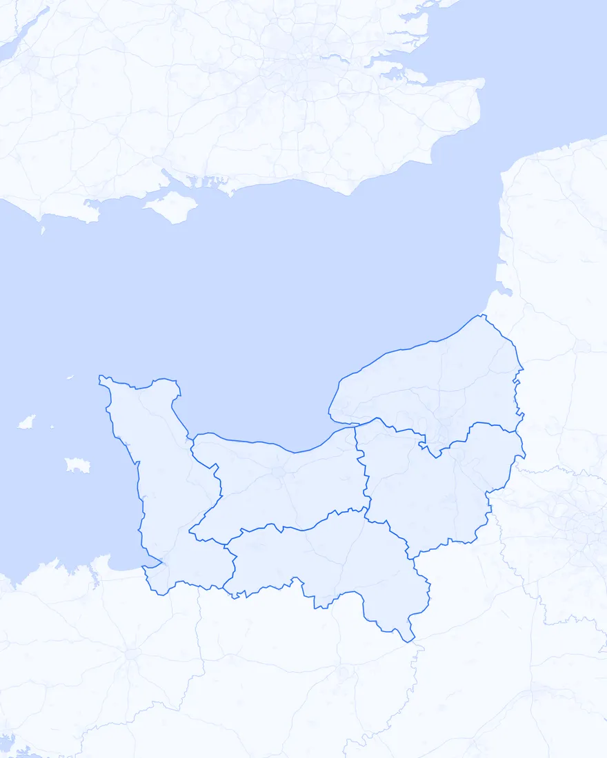 Carte des entreprises à reprendre par département Normandie
