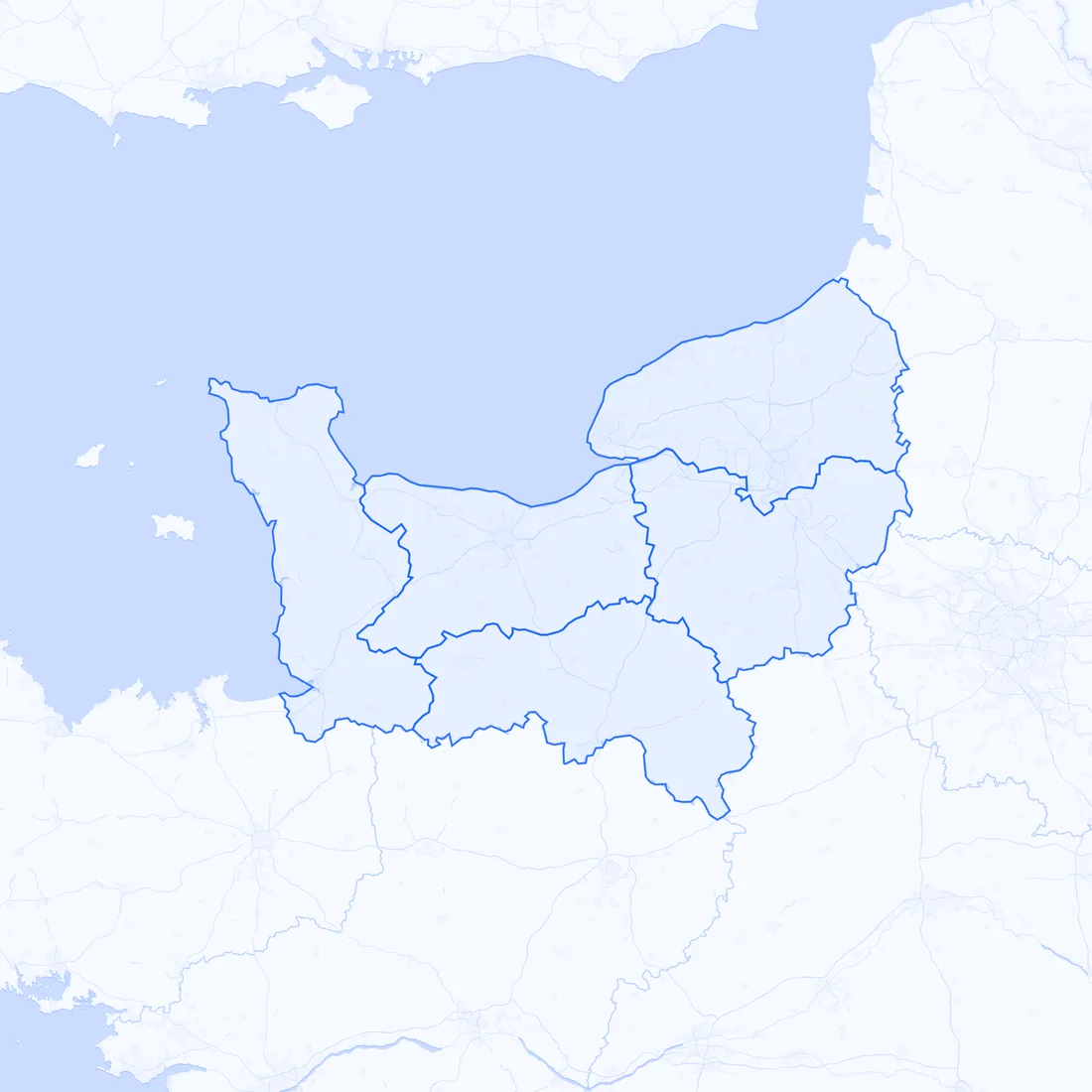 Carte des entreprises à reprendre par département Normandie