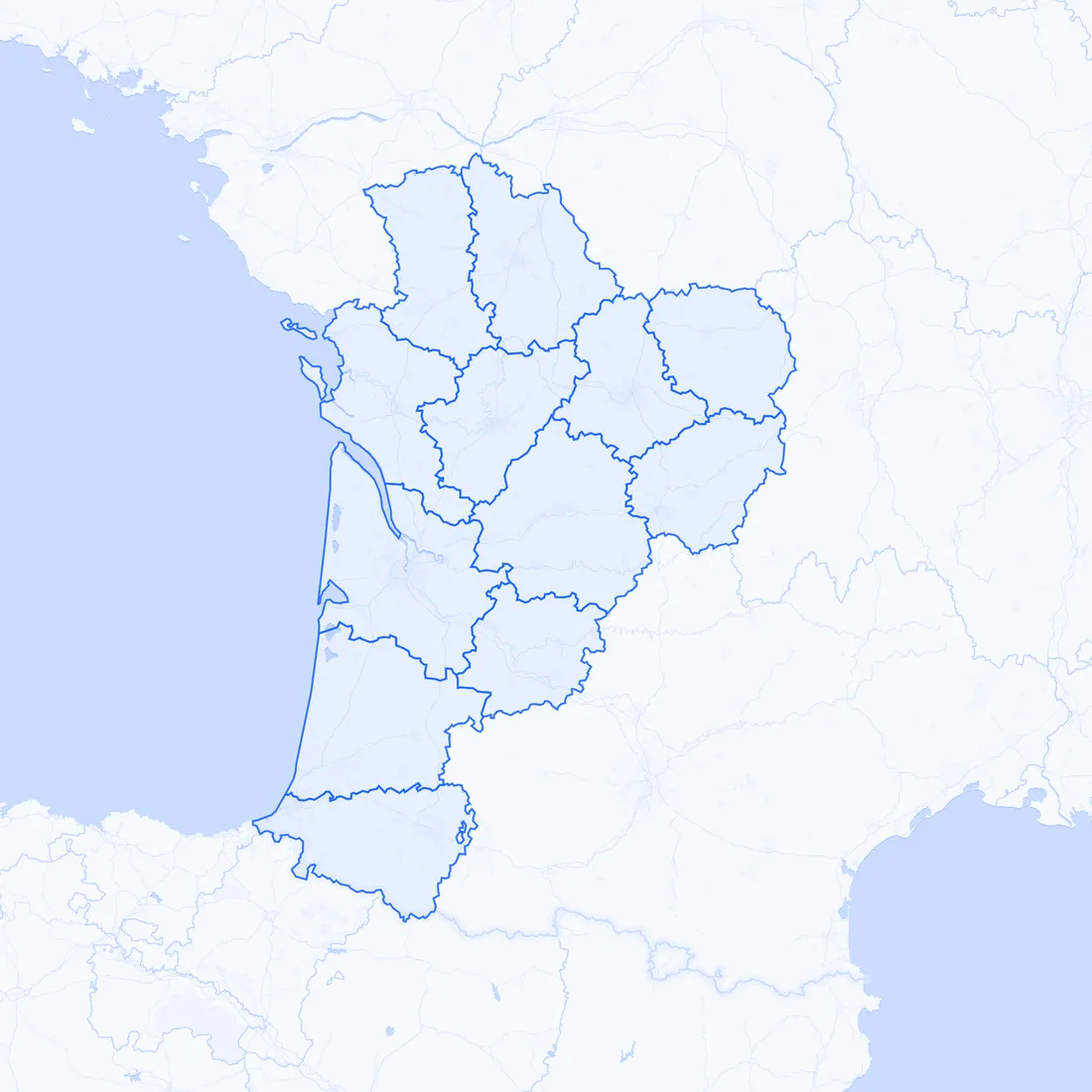 Carte des entreprises à reprendre par département Nouvelle-Aquitaine