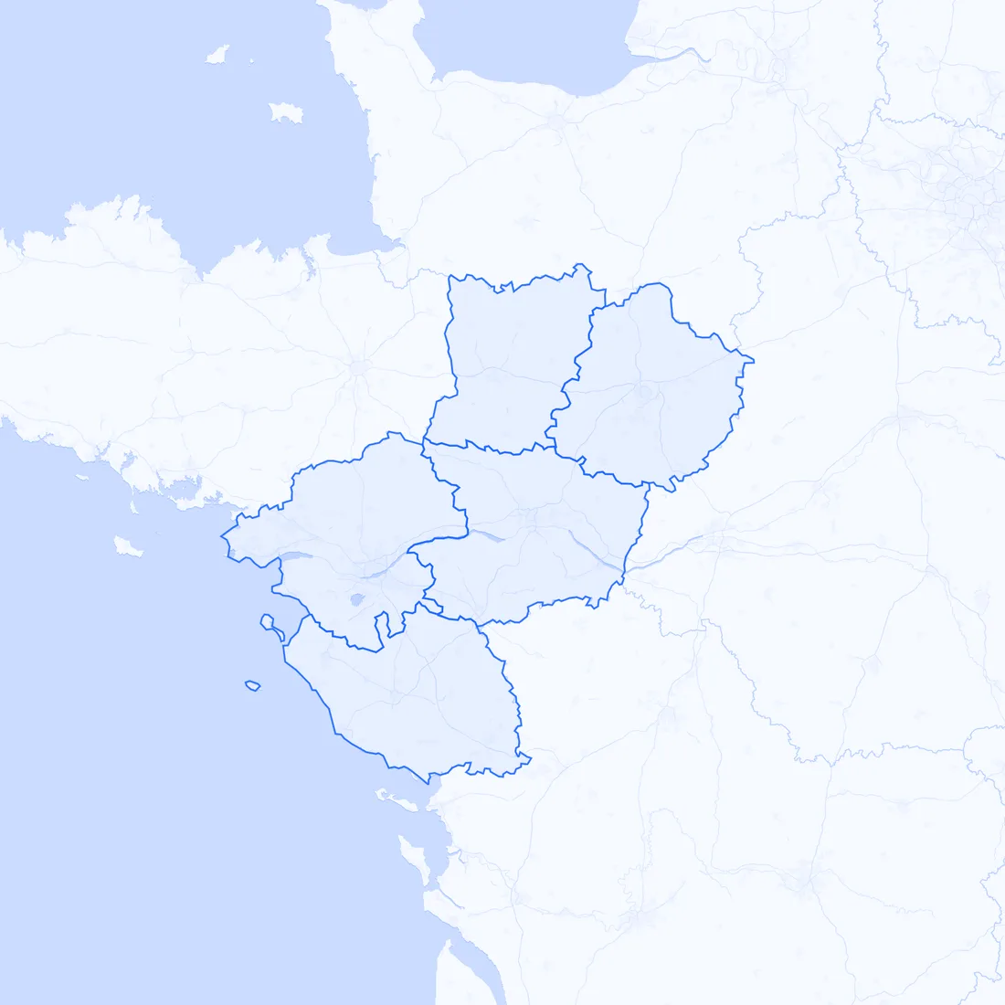 Carte des entreprises à reprendre par département Pays de la Loire